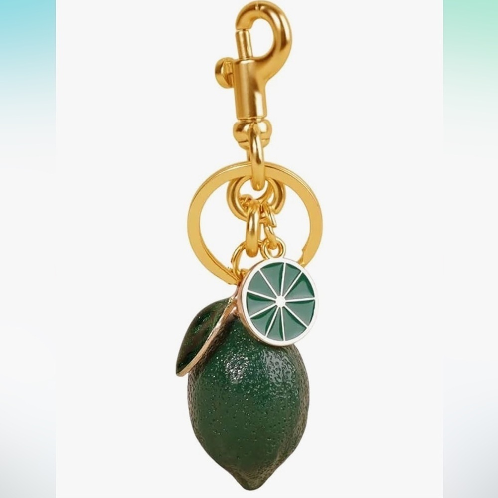 Green Lime cute purse charm with Gold Accents